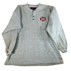 Vintage Galt Sand Chicago Bulls Henley Long Sleeve Shirt Gray Mens Medium Cotton